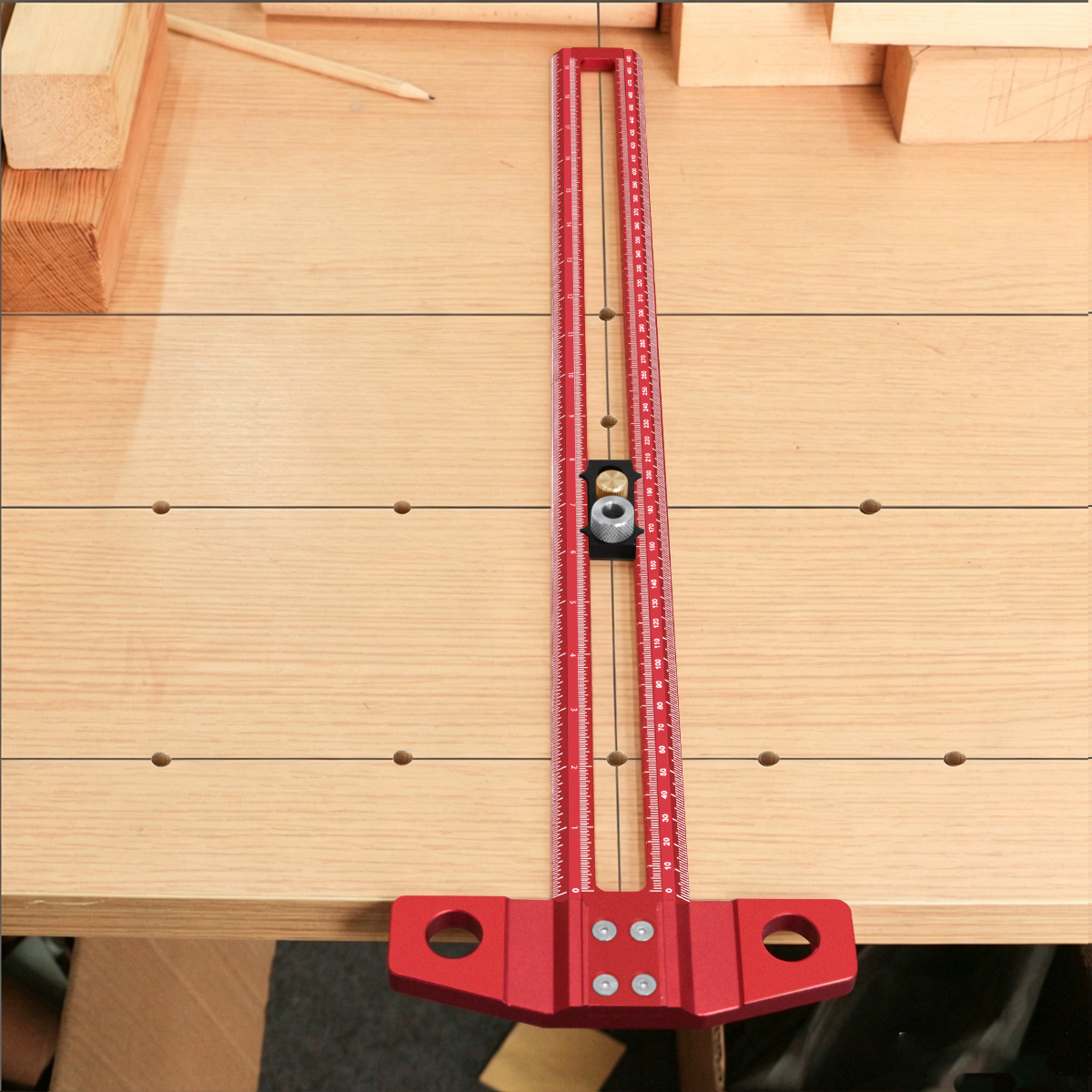 Dovetail Marking Guide - 木工用T型定規マーキングゲージ、調整可能なストップと鉛筆ガイド付きレイアウトスクライバールーラー、デュアルスケール（メートル法/インチ）