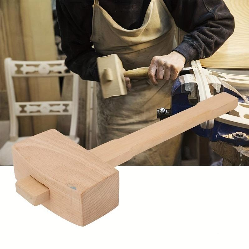 Mallet Wood Carving - 1PC DIY レザービーチ無垢材木工マレット大工ハンマー木製ヘッドハンドツール