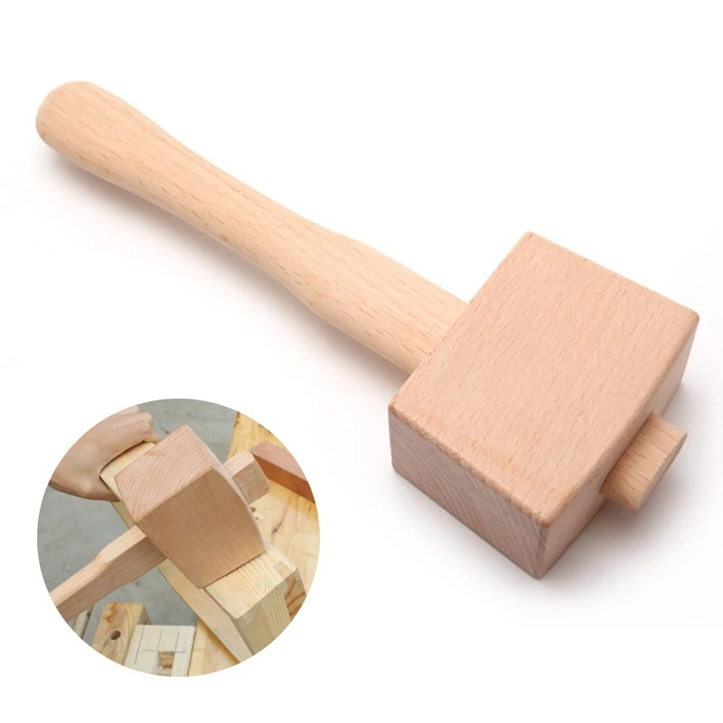 Mallet Wood Carving - DIY手作り革、木工道具、子供の手作り無垢材、ブナ材ハンマー、木工木彫りハンマー
