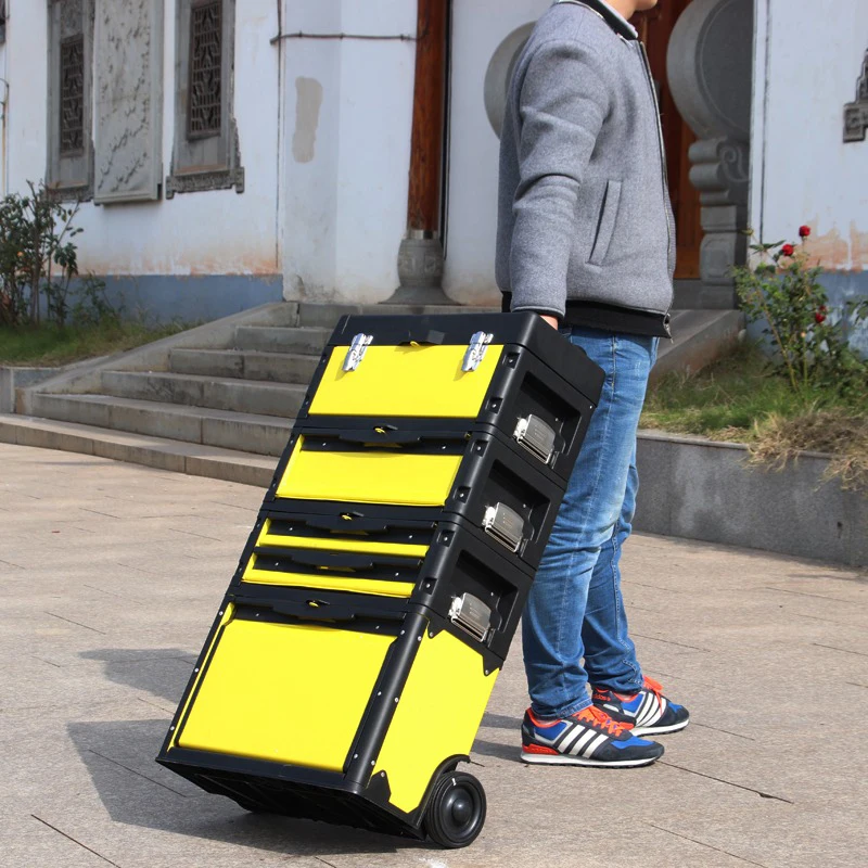Workshop Tools Engineering - 車整備工具収納ボックス多機能トロリー三役一体型ハードウェアツールボックスホイール付き作業場ツールトロリー