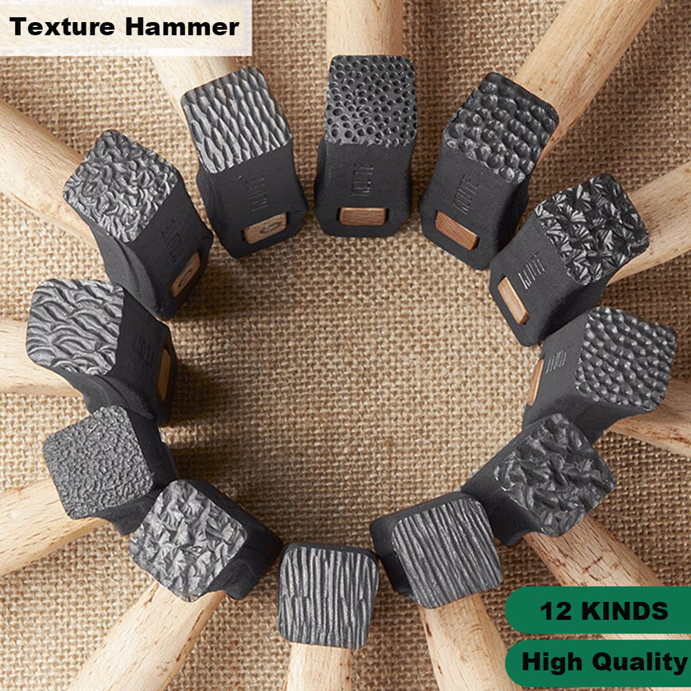 Mallet Wood Carving - ジュエリーツール テクスチャーハンマー 木製ハンドル付き パンチ印刷用金属マレット ジュエリー修理＆DIY彫刻ツール用