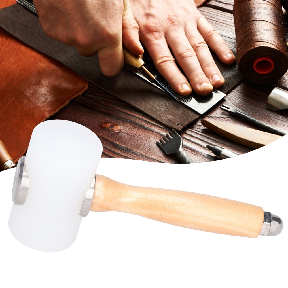 長さ19cm レザークラフトハンマー 異なる色のハンドル 木 - Mallet Wood Carving のレビューと価格