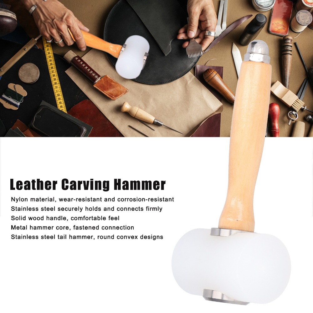 長さ19cm レザークラフトハンマー 異なる色のハンドル 木 - Mallet Wood Carving のレビューと価格