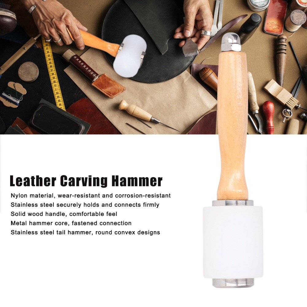 複数の素材を使用した革細工用ハンマー、様々な色、長さ21cm - Mallet Wood Carving のレビューと価格