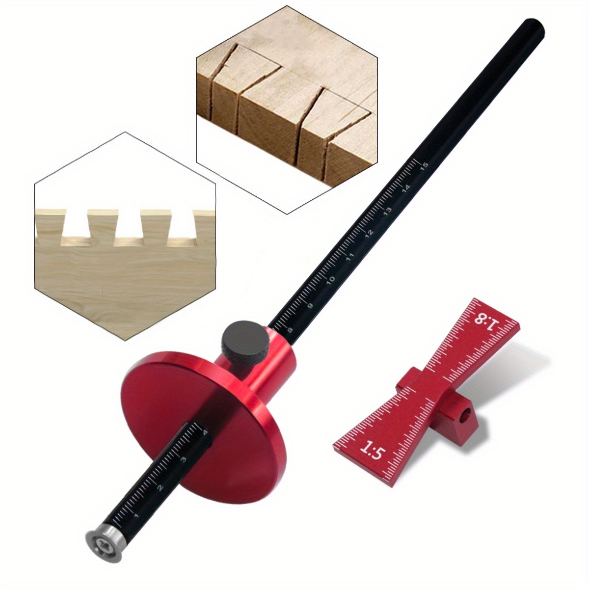 針葉樹用ベアリングホイールカッター、インチ/MMスケール定規 - Dovetail Marking Guide のレビューと価格